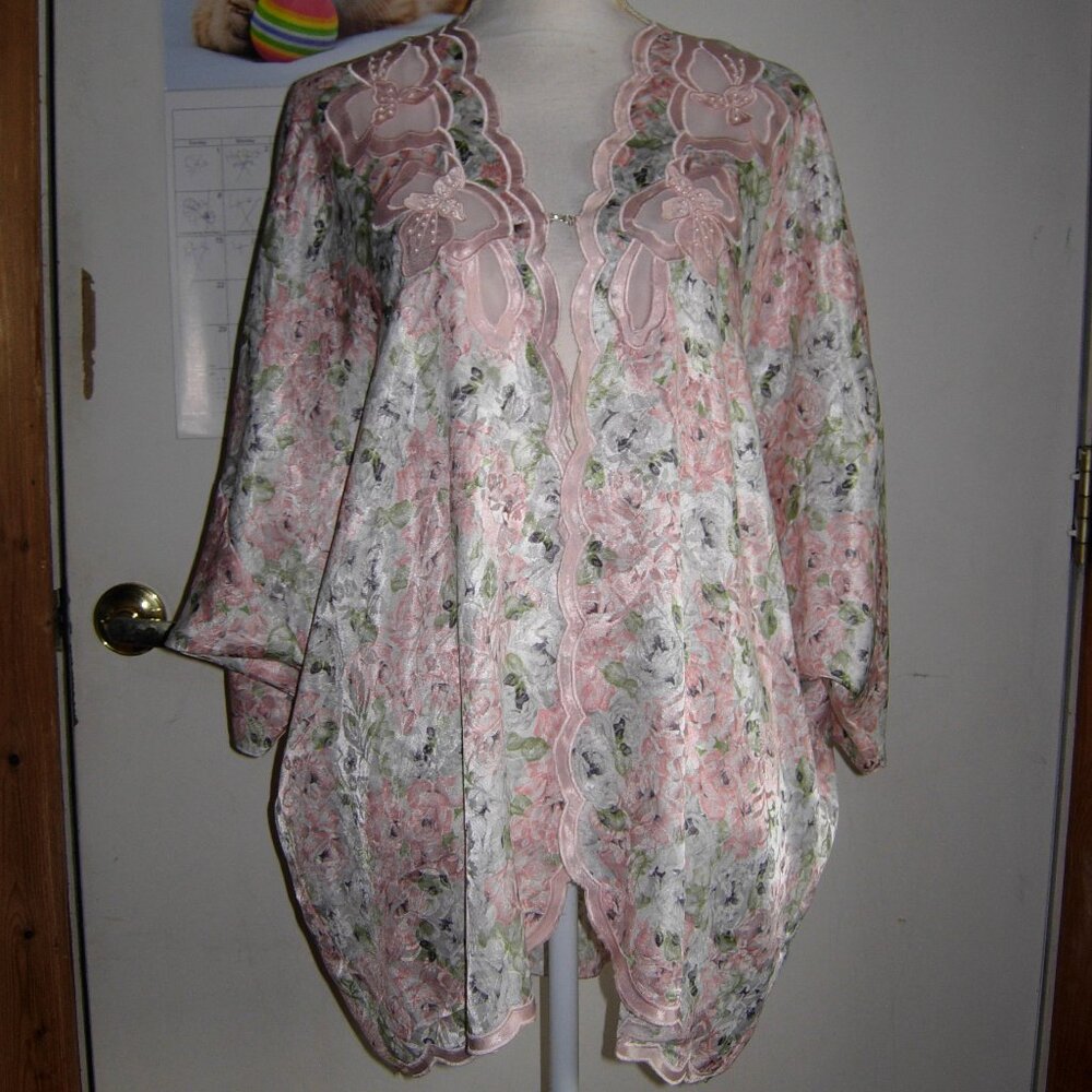 Vintage 80s Victoria's Secret Floral Robe OS